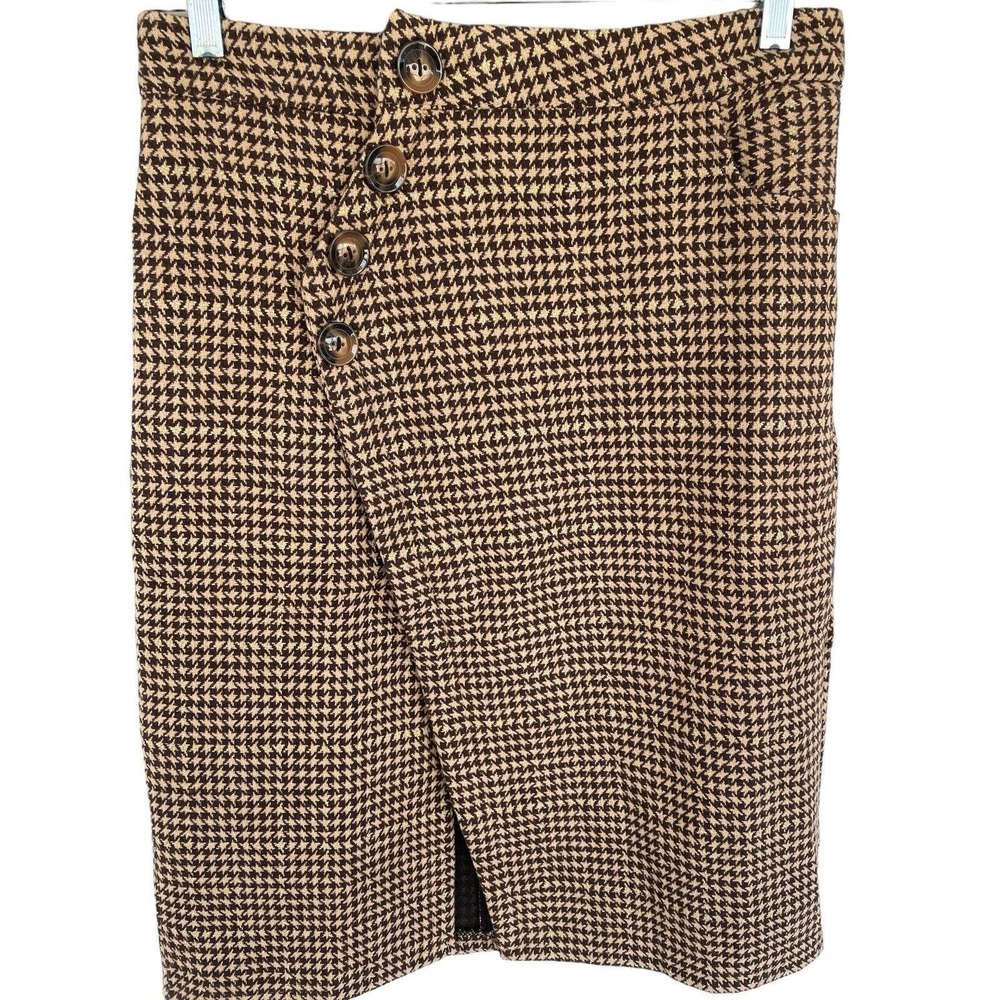 Commence Womens Skirt Houndstooth Side Button Slit Midi Skirt Size Large NWT